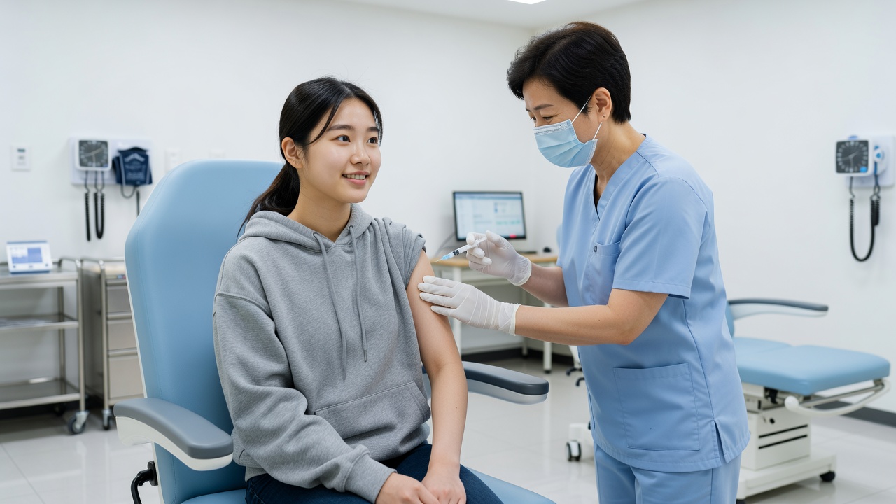 청소년 예방접종 종류 중 HPV 백신 접종 장면