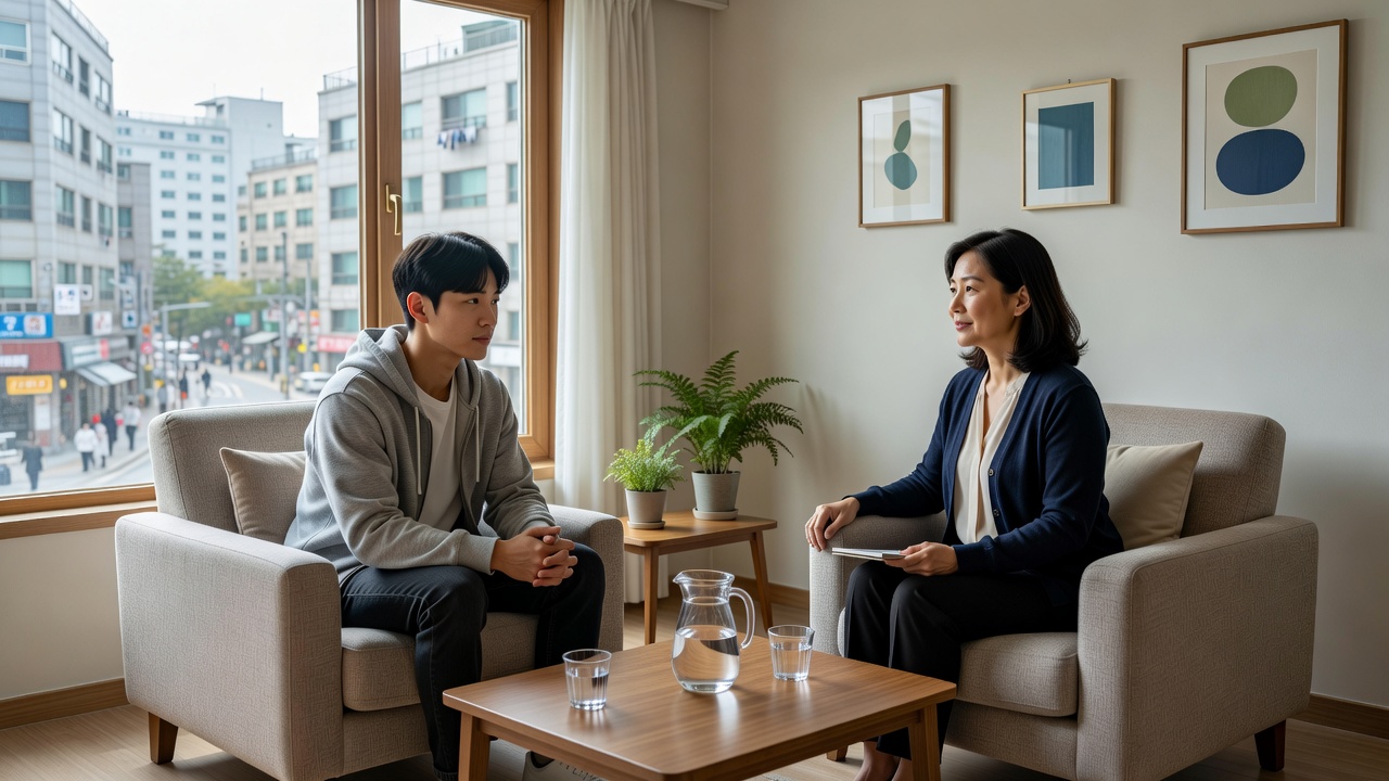 청년 건강 마음 지원 상담 진행 절차를 안내하는 장면
