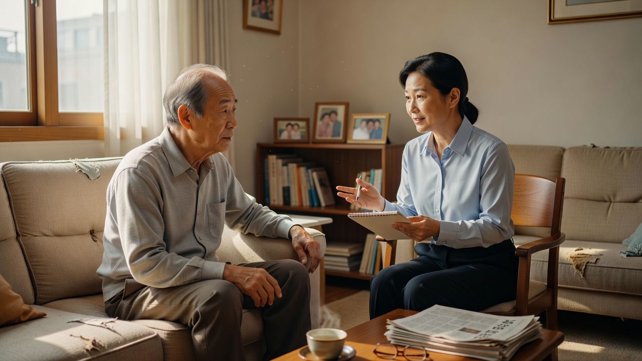3대 노인질환인 치매, 파킨슨병, 뇌졸중에 대한 의료 상담 장면